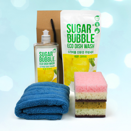 슈가버블 주방세제 280ml+리필 280ml + 고리 주방타올 + 떡수세미 2개 + 끈케이스 #2