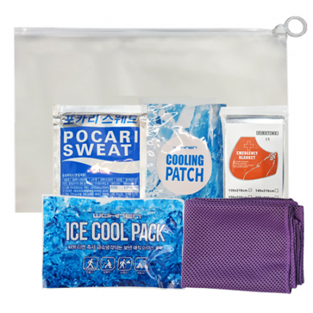 아사삭폭염예방키트 su001F 6종 쿨타올 포카리스웨트 아이스쿨팩 쿨패치 은박담요 지퍼백 #2