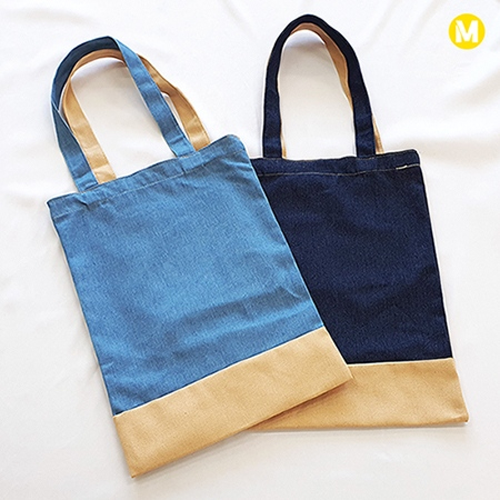 모모카멜 투톤 데님 포인트 에코백 30X40cm HE32 #2
