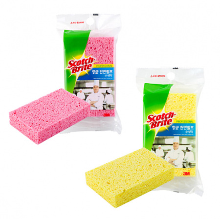 셀룰로우즈 천연 펄프 수세미 핑크 노랑 #2