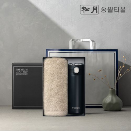 송월 프리미엄 선물 세트 (호텔40수 테일러 1P + 원터치텀블러 420ml 1P) #3