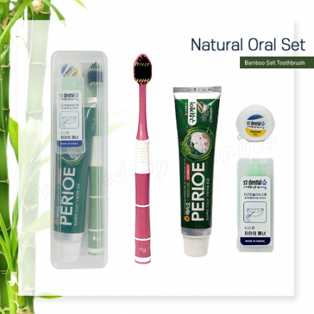 M케이스 죽염광폭LG칫솔 페리오100g 치실 치간 칫솔치약세트 #2