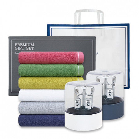 송월 프리미엄 선물 세트 (호텔 컬러풀40 1P + 쓰리세븐 KR-050C 손톱깎이 세트 1P) #3