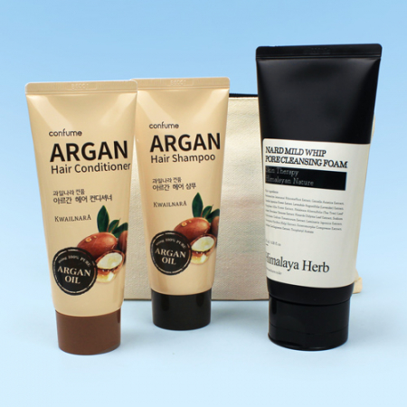 과일나라 아르간 샴푸 + 과일나라 아르간 컨디셔너 + NARD 폼클렌징 180ml + 에코파우치 #2