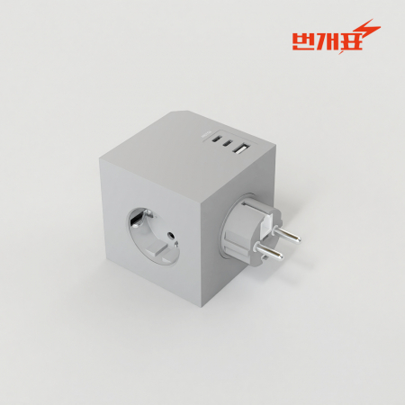 번개표 디자인 큐브 멀티탭 플러그형 3구,USB #3