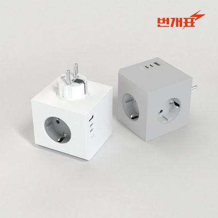 번개표 디자인 큐브 멀티탭 플러그형 3구,USB #2