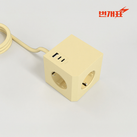 번개표 디자인 큐브 멀티탭 전선형 3구 USB #3