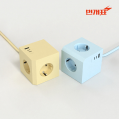 번개표 디자인 큐브 멀티탭 전선형 3구 USB
