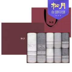 송월 격자 바스타올 + 세면타올 8P 고급 선물세트