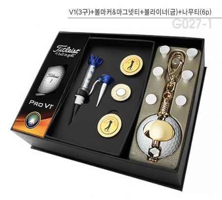 골프용품 타이틀리스트 pro V1(3구)+볼마커 마그넷티+볼라이너(금)+나무티6p 골프 t012 #3