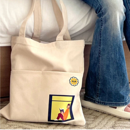 플라워 스마일 행복이 투포켓 에코백 #2