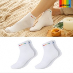 폴라로이드 이앤코 여성 단목 양말 2p
