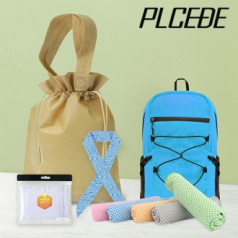 플씨드 사계절 5종 복주머니 파우치 A세트 (프리미엄 접이식 스포츠 백팩PMB-01+뱀부얀 쿨타올+물방울 쿨스카프+고급 밴딩 쿨 토시)