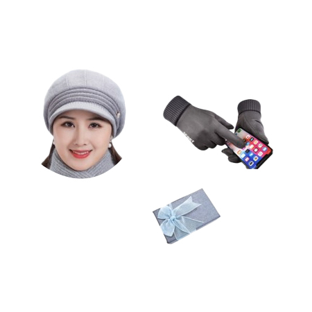 여성 겨울 앙고라 모자 스웨이드 장갑 세트 #3