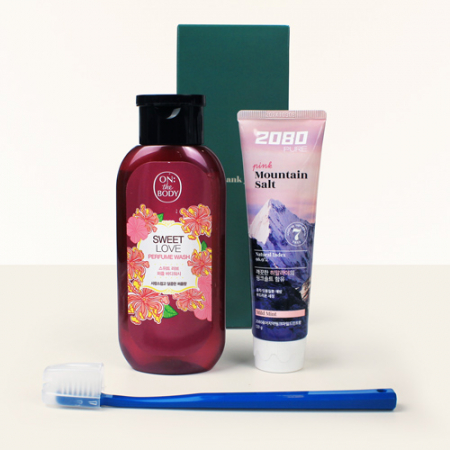 LG생활건강 온더바디 퍼퓸 바디워시 190ml + 2080핑크솔트 치약 120g + 크리오 미세모 칫솔 + 종이케이스 #2