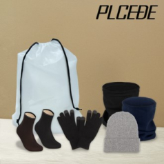 플씨드 겨울 5종 EVA파우치 C세트 (투톤 방수 터치 장갑+플씨드 기모 숏비니+프리미엄 넥워머+방한덧신)