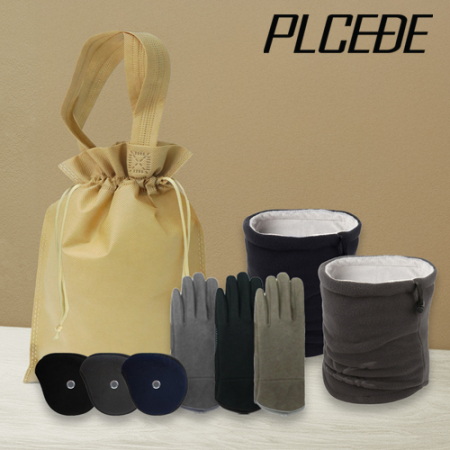 플씨드 겨울 4종 복주머니 파우치 G세트 (프리미엄 넥워머+클래식 벨벳 논슬립 터치 장갑+청음 귀마개) #2