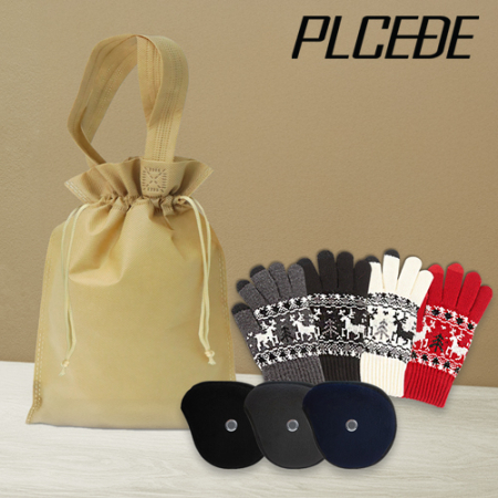 플씨드 겨울 3종 복주머니 파우치 D세트 (청음 귀마개+스마트 터치 사슴장갑) #2