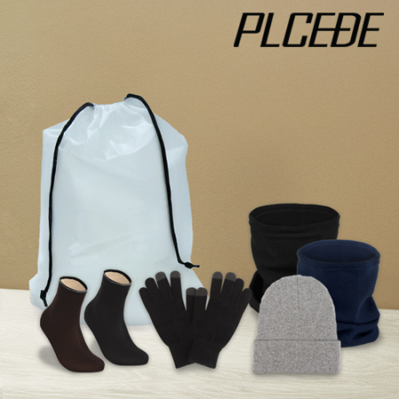 플씨드 겨울 5종 EVA파우치 A세트 (패션 롱 비니+스마트 터치 무지 장갑+폴라폴리스 넥워머+방한 덧신) #2