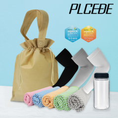 플씨드 여름 4종 복주머니 파우치 A세트 (뱀부얀 쿨타올+국산 라인 쿨토시+보틀 350ml)