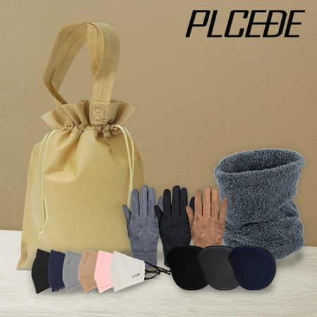 플씨드 겨울 5종 복주머니 파우치 B세트 (스웨이드 터치 장갑+벨보아 넥워머+왕 귀마개+프리미엄 방한 마스크) #2