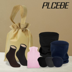 플씨드 겨울 5종 복주머니 파우치 D세트 (폴라폴리스 넥워머+왕귀마개+방한덧신+다용도 손난로)