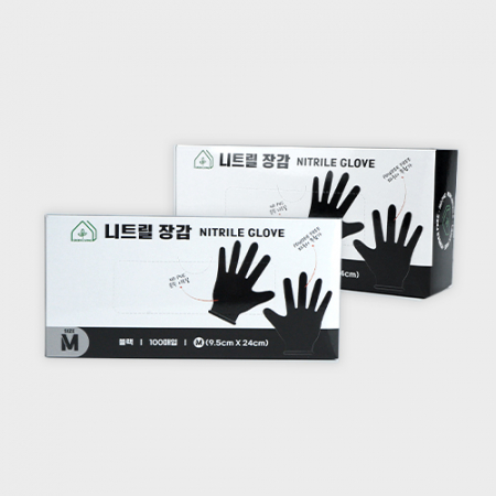 그린리빙 식품용 니트릴장갑 100매 블랙 M사이즈 #2