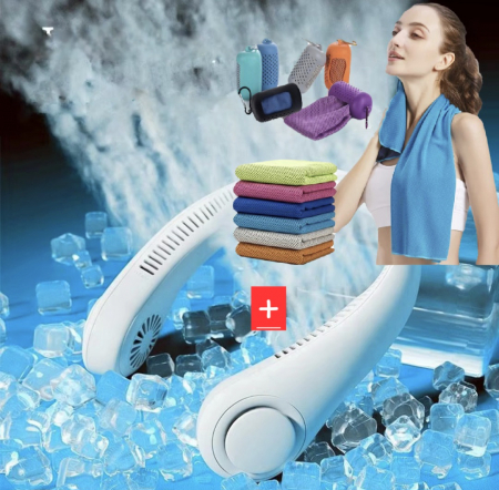 넥밴드 선풍기+냉감 스포츠타올 세트 #3