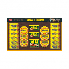 명절선물세트 동원참치 튜나리챔 10호, 라이트 스탠다드 참치 135g 18캔 리챔 오리지널 340g 1캔 리챔 오리지널 200g 2캔, 쇼핑백 동봉, 박스단위 무료배송