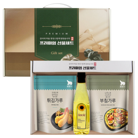 행복한선물3종(부침가루+튀김가루+해바라기유) 카놀라유   식용유선물세트 #2
