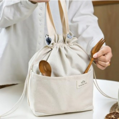 TH347 드로스트링 캔버스 도시락 가방