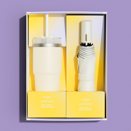 벨솔라 선물세트 골드버튼 자동 3단 암막 양우산 + 밀크티 텀블러 #2