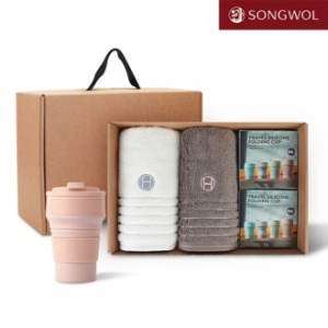 [송월타올] 리빙 기프트세트 39 송월 호텔컬렉션 필라라인40 2P + 실리콘텀블러500ml 2P