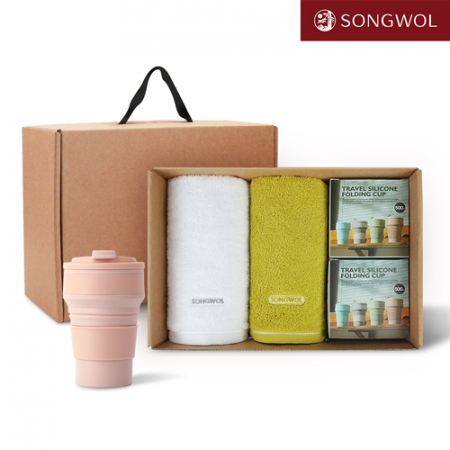 [송월타올] 리빙 기프트세트 32 송월 컬러풀타올 170g 2P + 실리콘텀블러500ml 2P #2