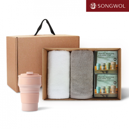 [송월타올] 리빙 기프트세트 31 송월 뉴컬러무지타올 150g 2P + 실리콘텀블러500ml 2P #2