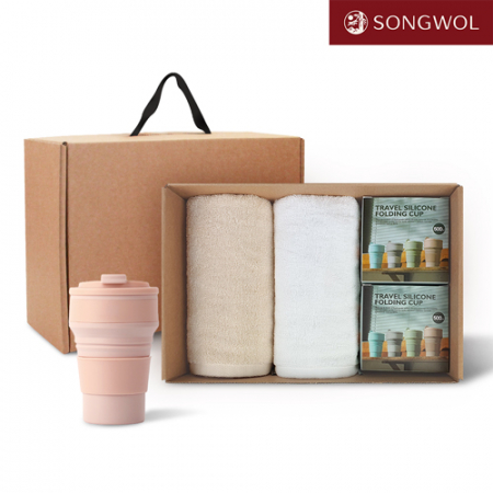 [송월타올] 리빙 기프트세트 30 송월 뉴베이직타올 130g 2P + 실리콘텀블러500ml 2P #2