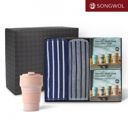 송월타올 리빙 기프트세트 27 송월 CM포라인스포츠타올 2P + 실리콘텀블러500ml 2P #2