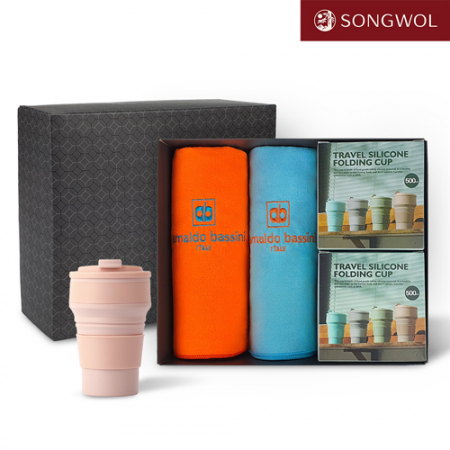 송월타올 리빙 기프트세트 23 송월 AB베이직스포츠타올 2P + 실리콘텀블러500ml 2P #2