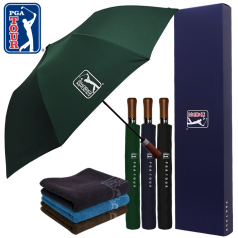 PGA 2단자동 빈티지우드+170g 죽사타올 세트