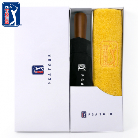 PGA 3단완전자동 빈티지우드+170g 면사타올 세트 #2
