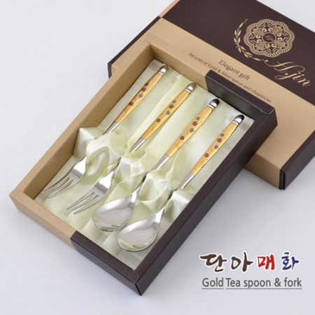 H.jin현진 단아매화 금티스푼포크 4p세트 #2
