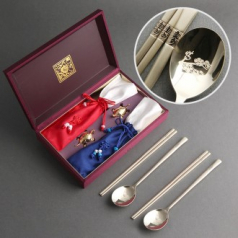 매화수골드 수저 2P (수저받침과 수저집)