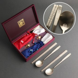 훈민정음 골드 수저 2P (받침과 수저집)