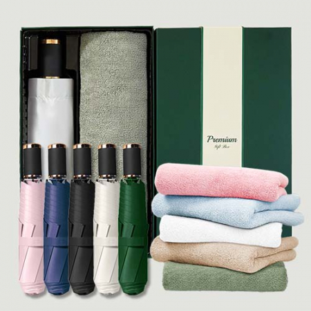 라이트핏 블랙그립 3단수동 암막양우산+보송보송데일리 순면타올 135g  우산타올 선물세트 #2