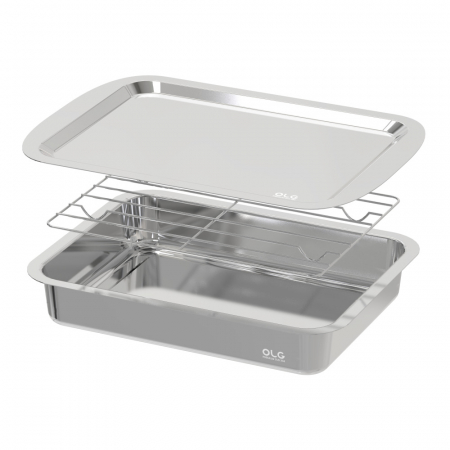 올지 셀렉트 스텐 밧드 대형 트레이 3종세트 SUS 304 바트 사각 레스팅 스테인레스 용기 반찬 통 스탠 무연마제 #2