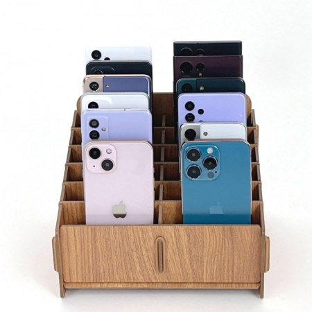 올지 우드 핸드폰보관함 휴대폰 보관함 12칸 수거함 정리 수납 학원 학교 회사 #3