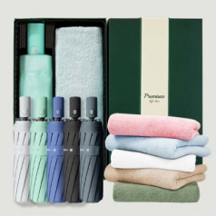 원터치 12k 더블살대 3단암막양우산+보송보송데일리 순면타올135g 우산타올 선물세트