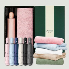 라이트핏 초경량 3단암막양우산+보송보송데일리 순면타올135g 우산타올 선물세트