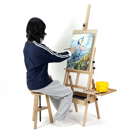 올지 프라임 서랍형이젤 원목 전문가 수납 이젤 높이 각도 조절 고급 학원 학교 나무 미술 대형 #6