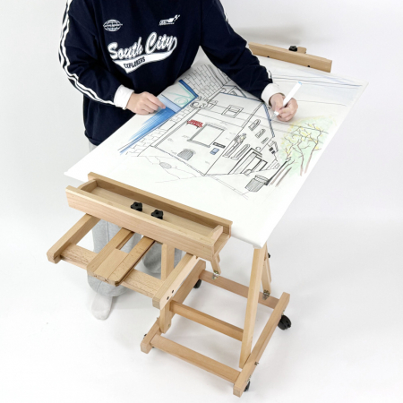 올지 프라임 100호이젤 원목 대형 수평 전문가용 고급 이젤 높이각도조절 입시 유화 수채화 미술 #6